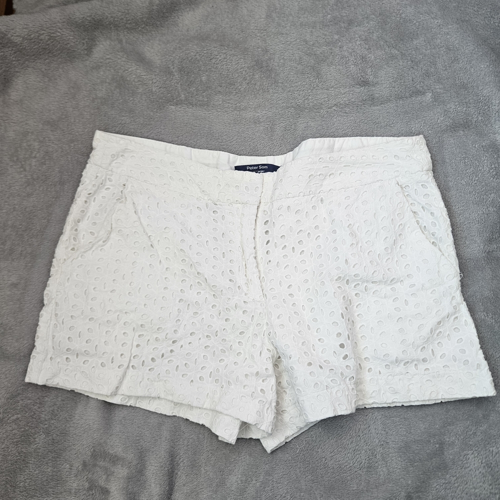 Peter Som White Eyelet High Waist Shorts